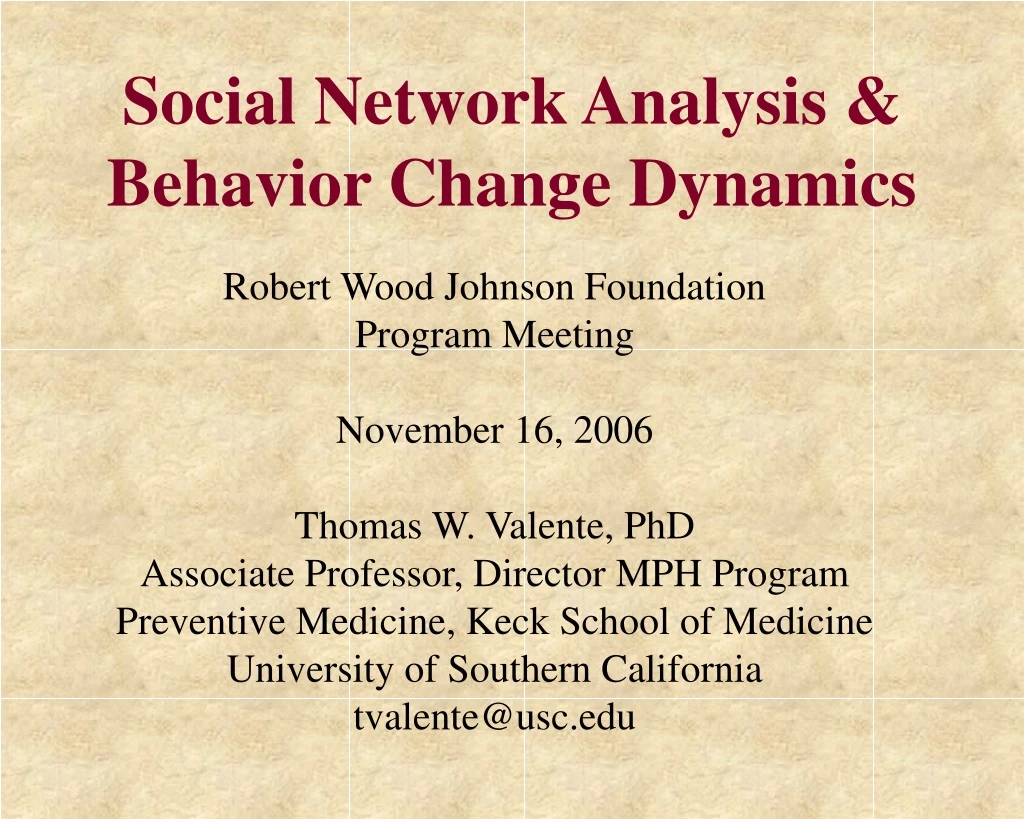 social network analysis behavior change dynamics