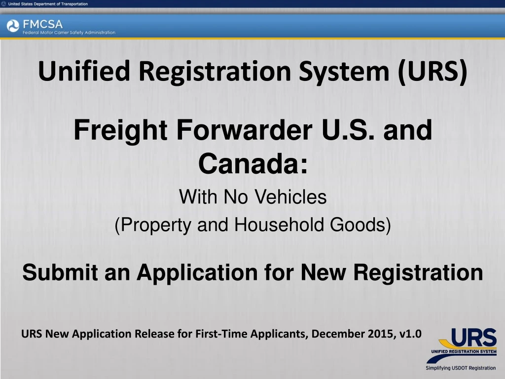unified registration system urs