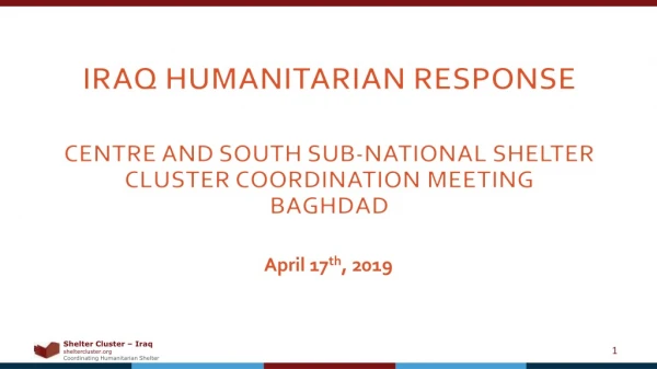 Iraq humanitarian response Centre and south Sub-National Shelter Cluster Coordination meeting