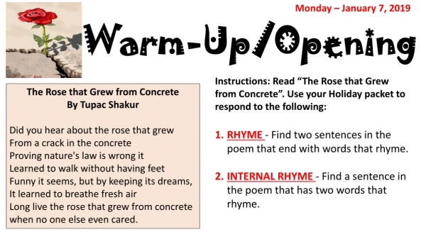 Warm-Up/Opening