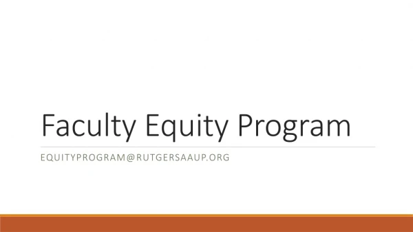 Faculty Equity Program