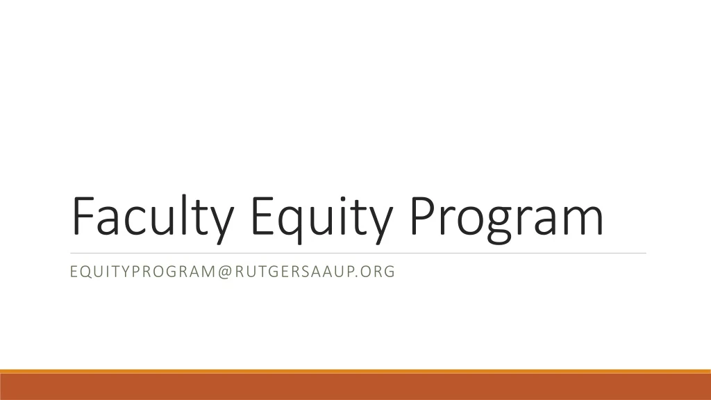 faculty equity program