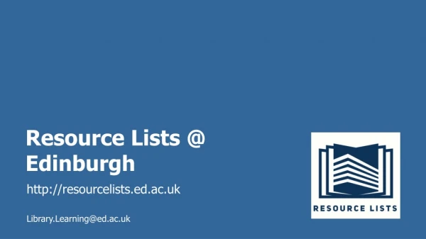 Resource Lists @ Edinburgh