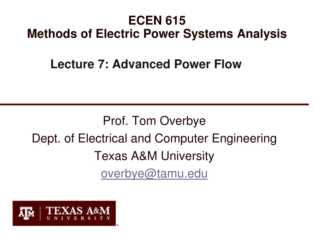 ecen 615 methods of electric power systems analysis