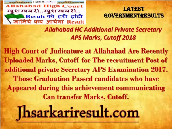 Allahabad HC Additional Private Secretary APS Marks, Cutoff 2018
