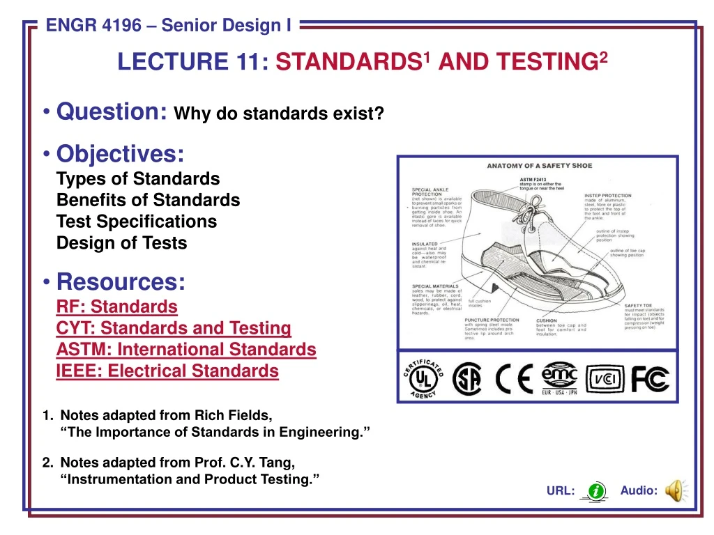 lecture 11 standards 1 and testing 2