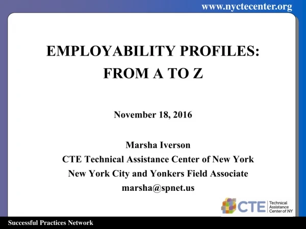 EMPLOYABILITY PROFILES: FROM A TO Z November 18, 2016