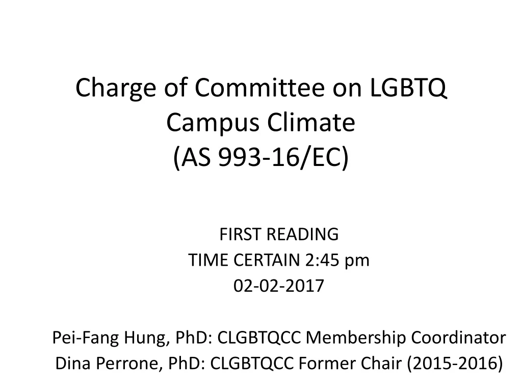 charge of committee on lgbtq campus climate as 993 16 ec