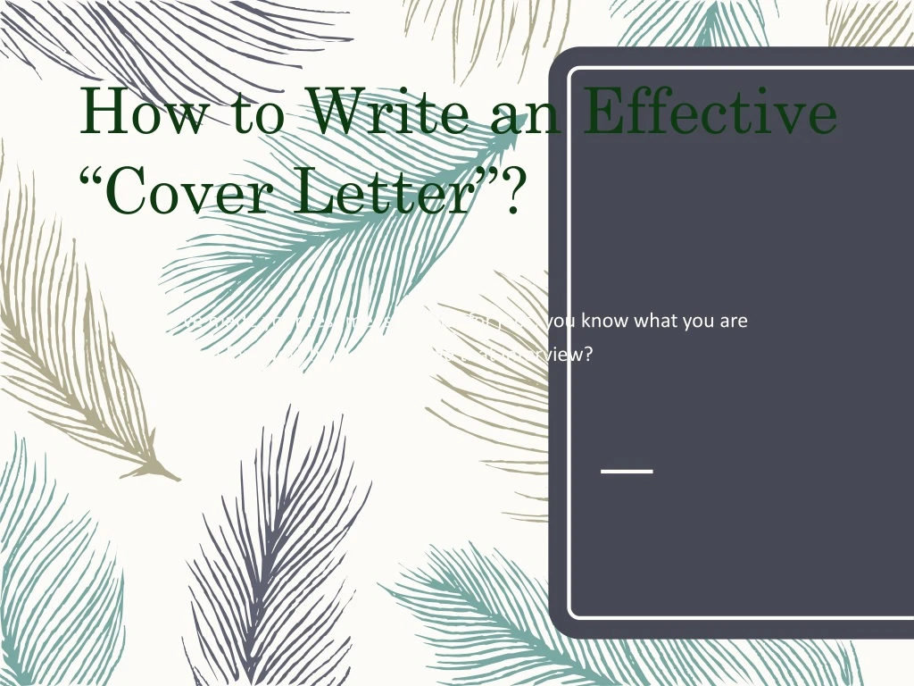 how to write an effective cover letter