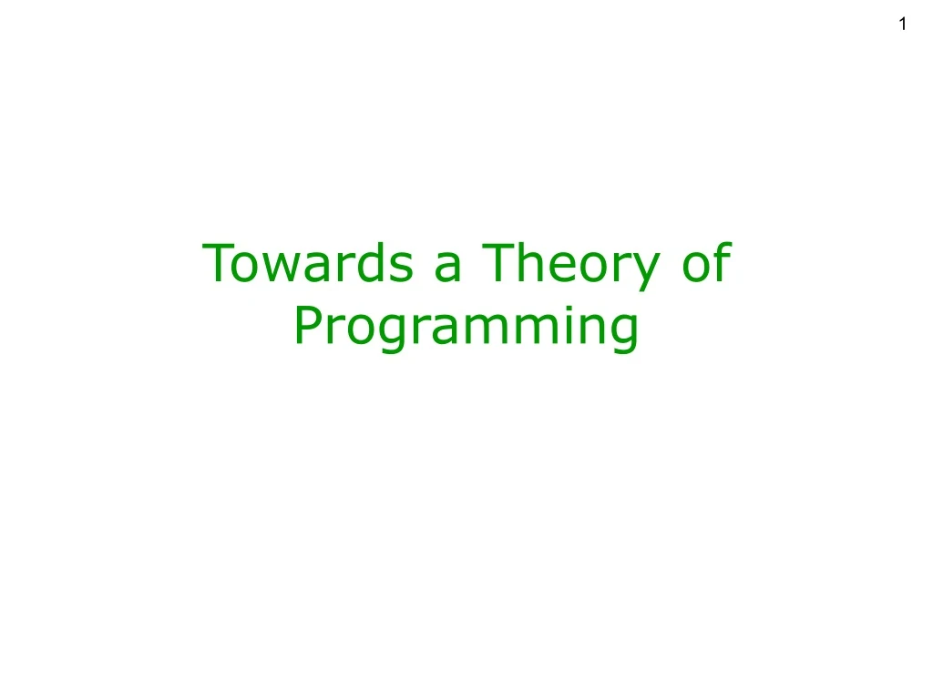 towards a theory of programming