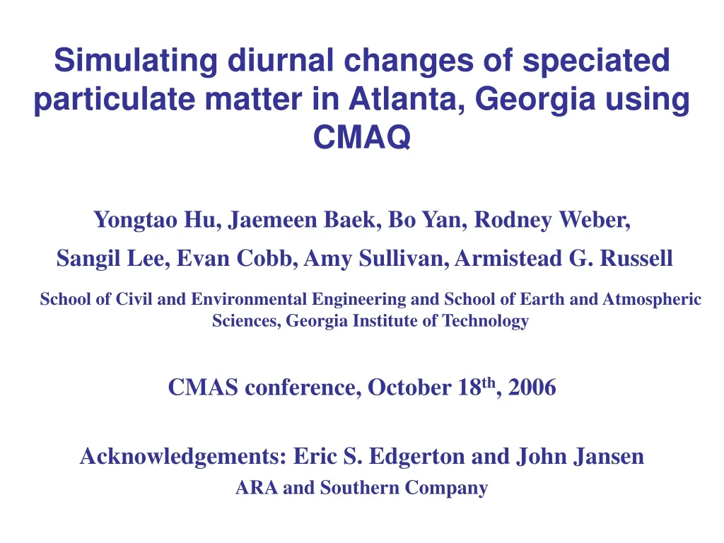 simulating diurnal changes of speciated