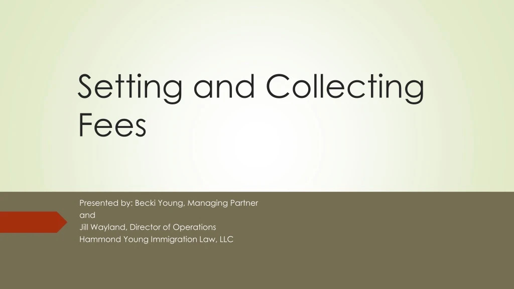 setting and collecting fees