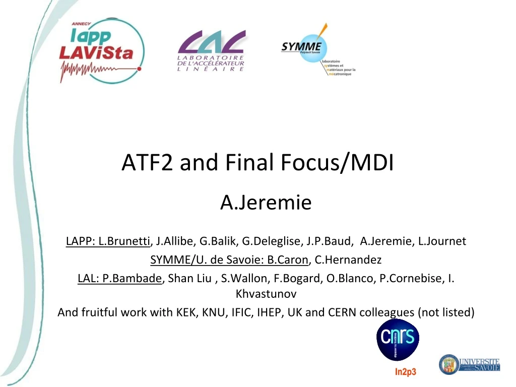 atf2 and final focus mdi