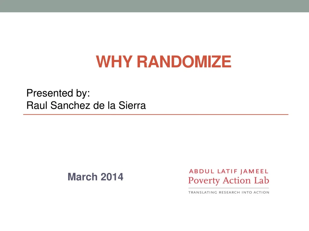 why randomize