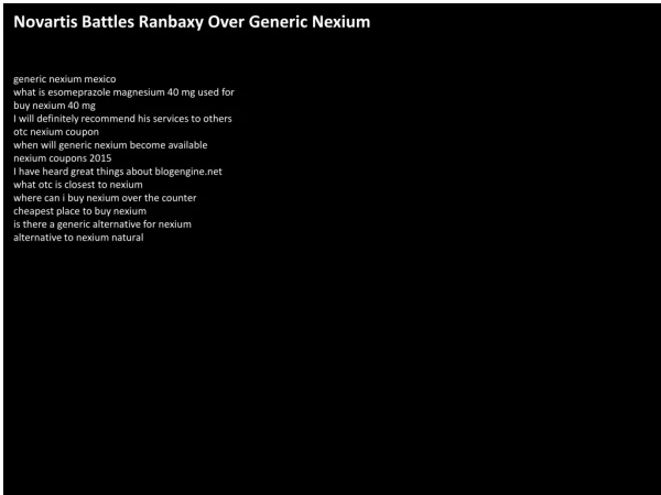 Novartis Battles Ranbaxy Over Generic Nexium