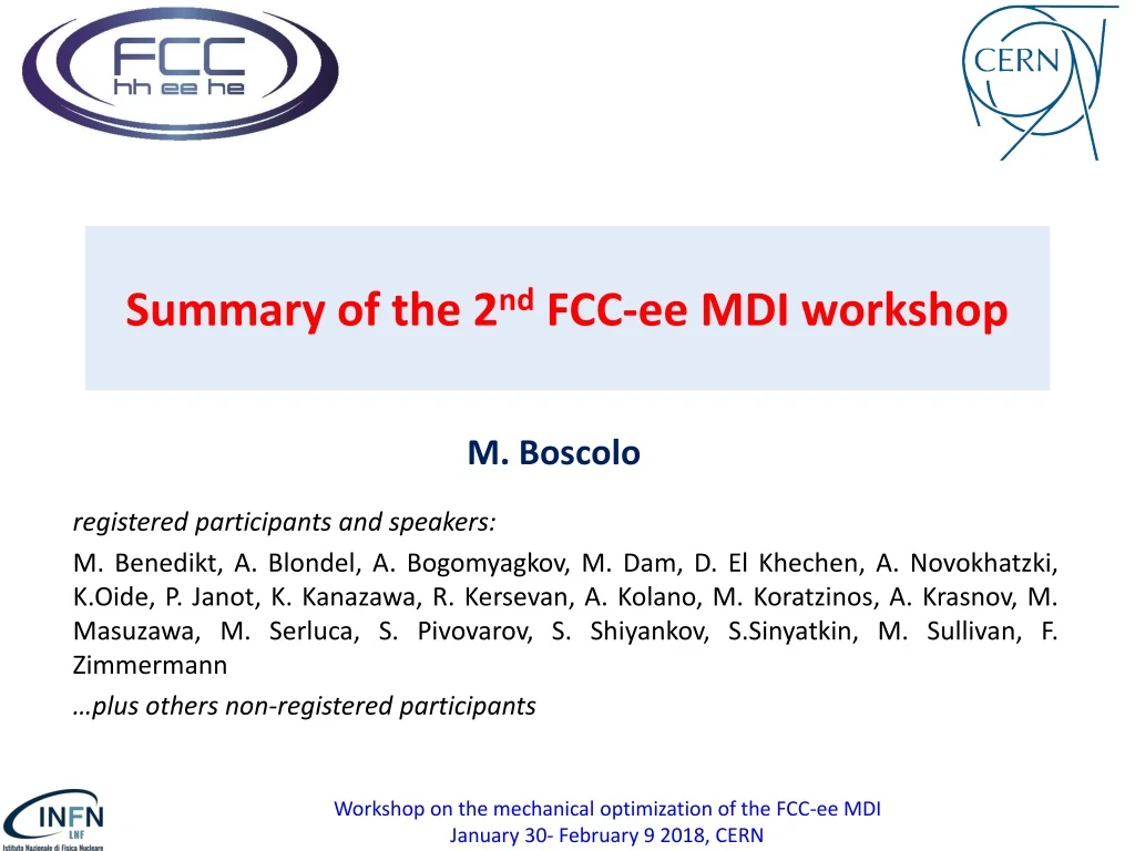 summary of the 2 nd fcc ee mdi workshop