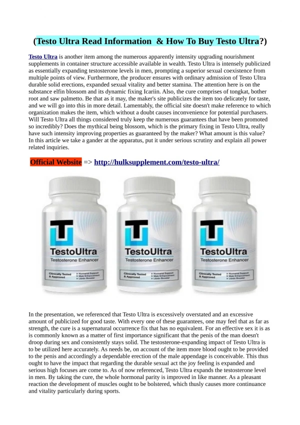 Where to Buy Testo Ultra and How much Testo Ultra cost?