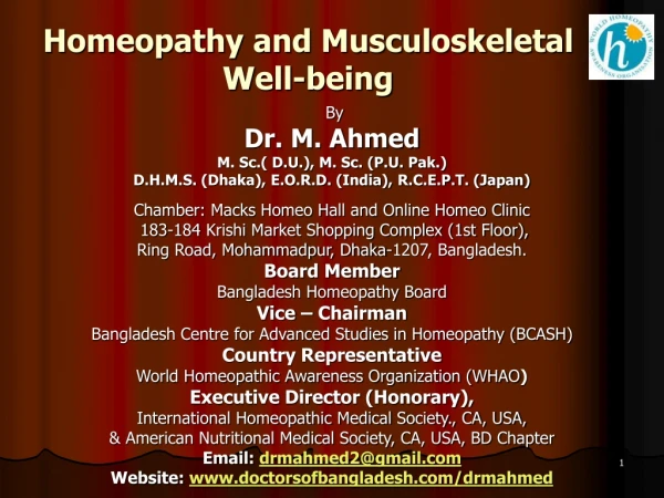 Homeopathy and Musculoskeletal Well-being