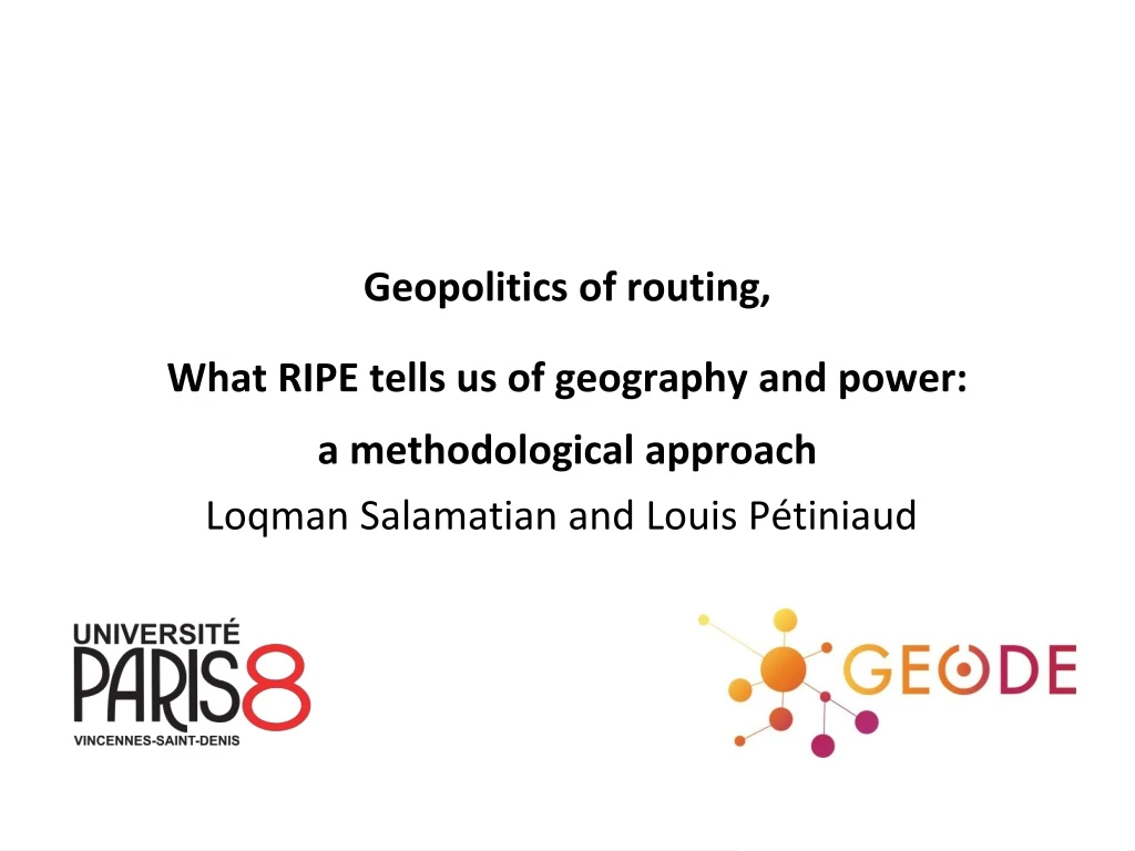 geopolitics of routing what ripe tells us of geography and power a methodological approach