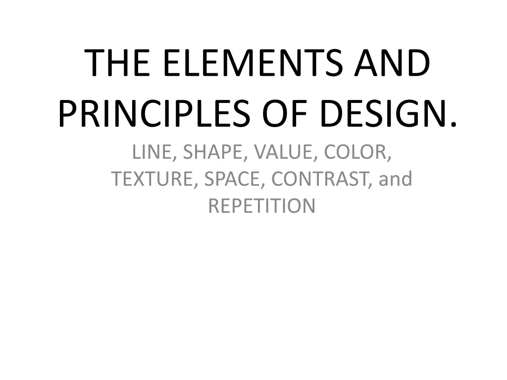 the elements and principles of design