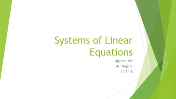 Systems of Linear Equations