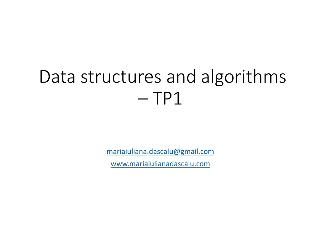 data structures and algorithms tp1