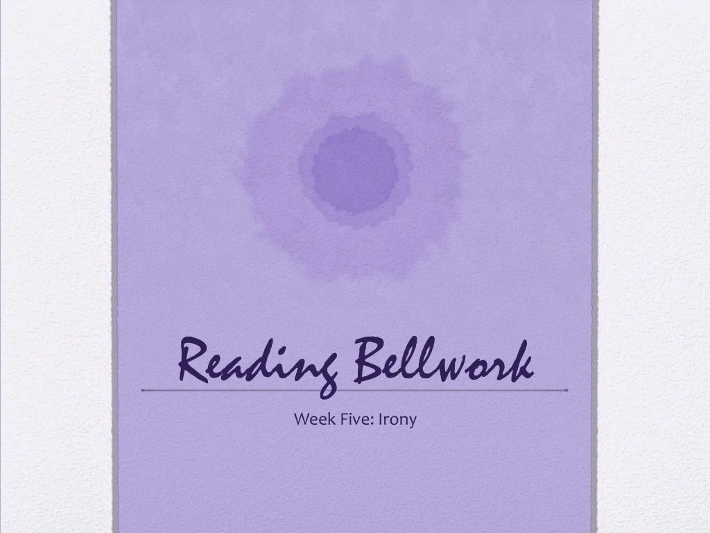 reading bellwork