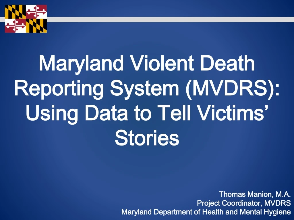 maryland violent death reporting system mvdrs