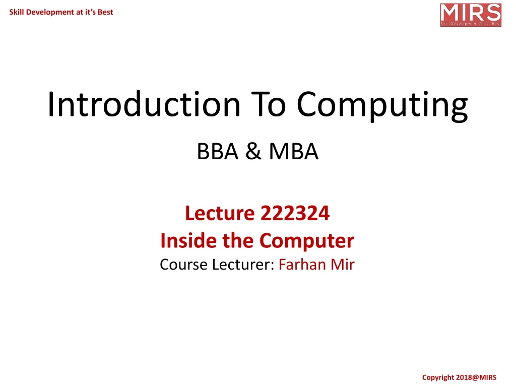 introduction to computing bba mba