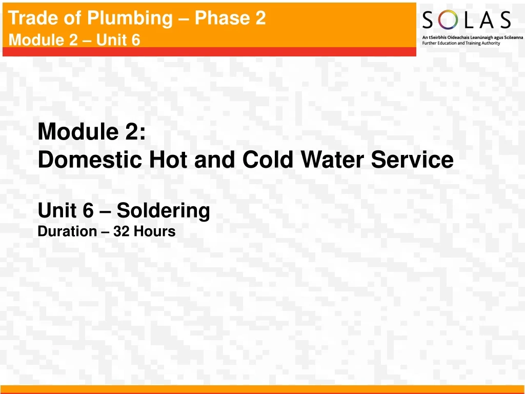 module 2 domestic hot and cold water service unit