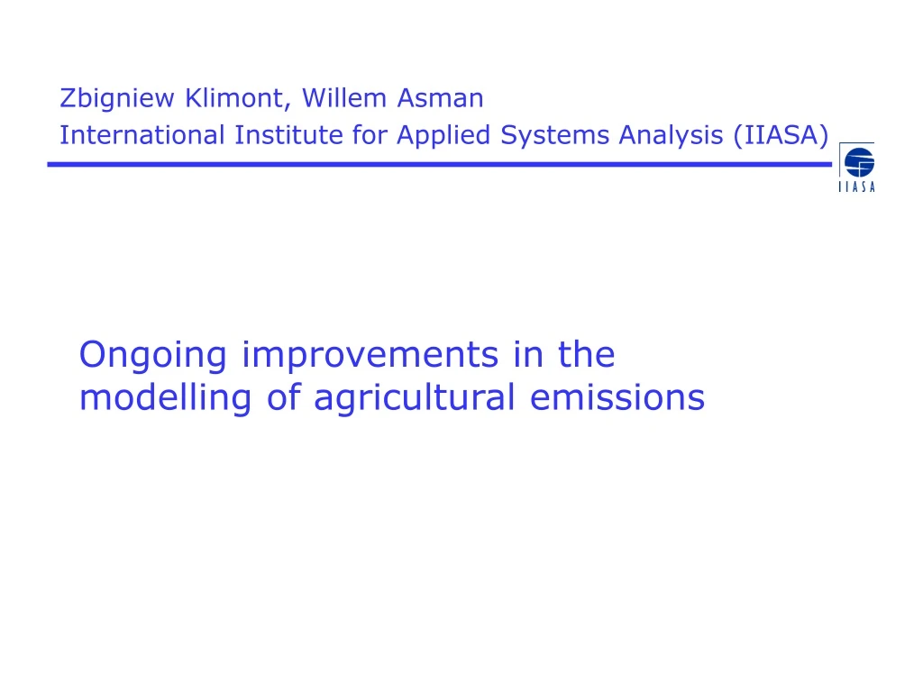 ongoing improvements in the modelling of agricultural emissions