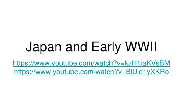 Japan and Early WWII