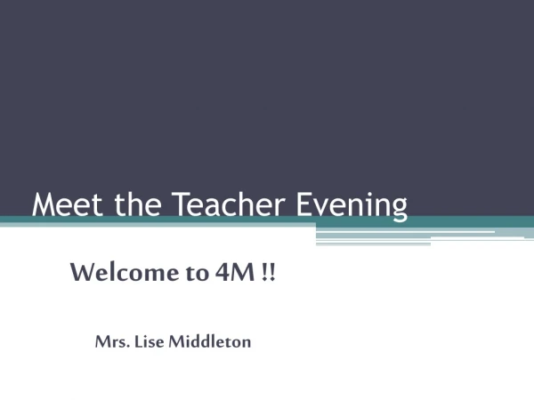 Meet the Teacher Evening