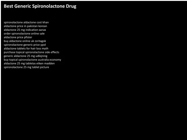 Best Generic Spironolactone Drug