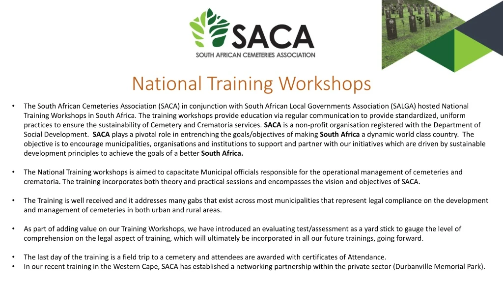 national training workshops