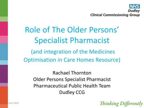 Rachael Thornton Older Persons Specialist Pharmacist Pharmaceutical Public Health Team