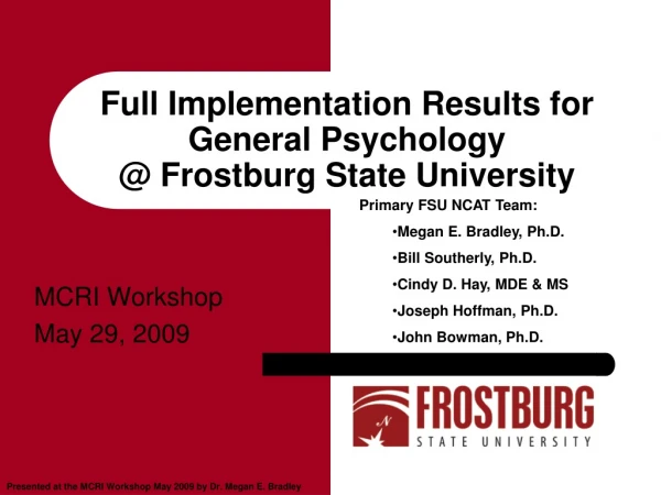 Full Implementation Results for General Psychology @ Frostburg State University