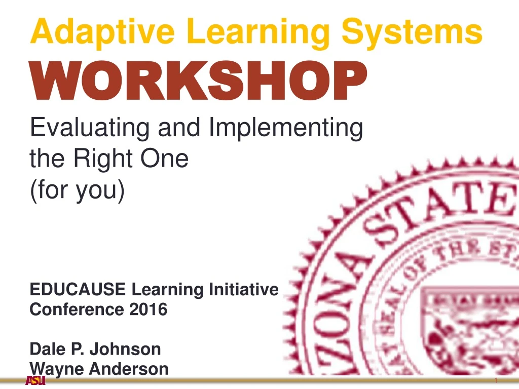 adaptive learning systems workshop evaluating