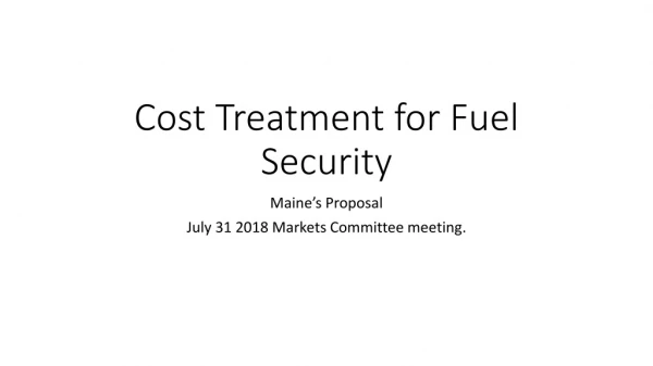 Cost Treatment for Fuel Security