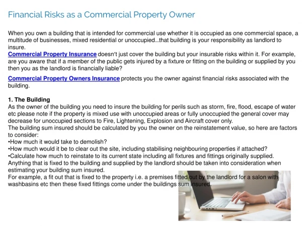 Financial Risks as a Commercial Property Owner