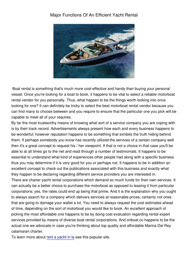 marina del rey yacht rental