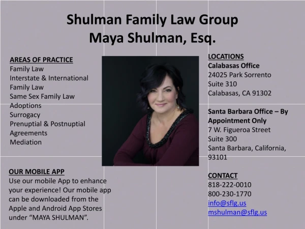 Shulman Family Law Group Maya Shulman, Esq.