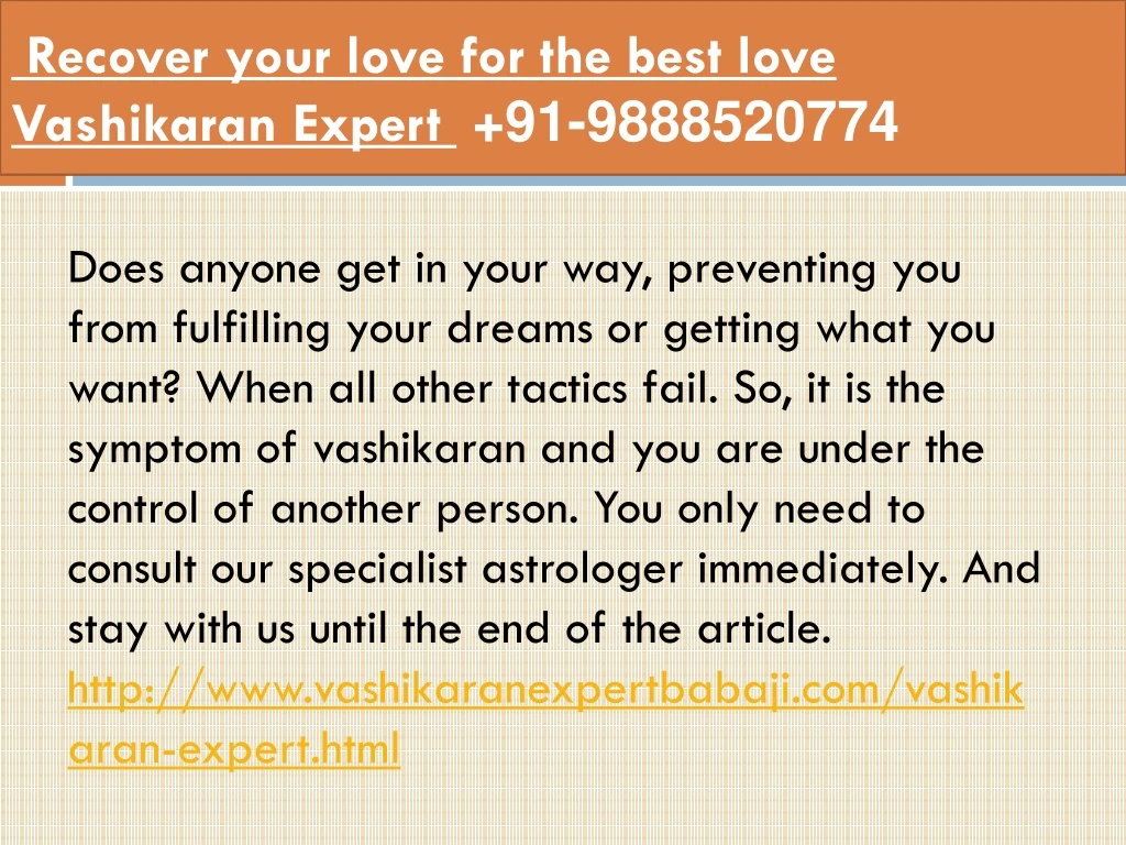 recover your love for the best love vashikaran expert 91 9888520774