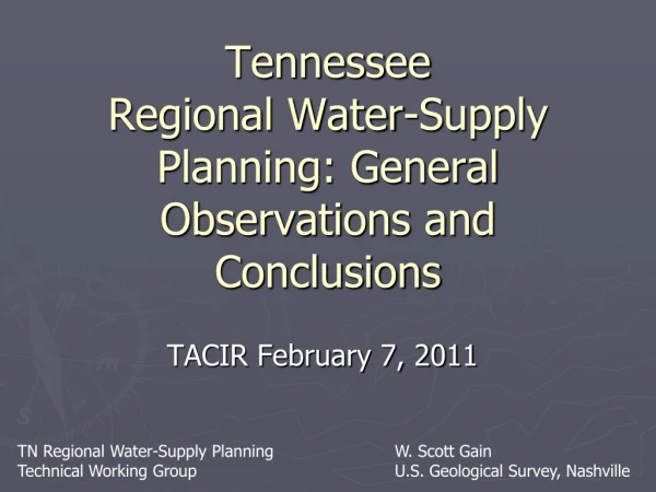 Tennessee Regional Water-Supply Planning: General Observations and Conclusions