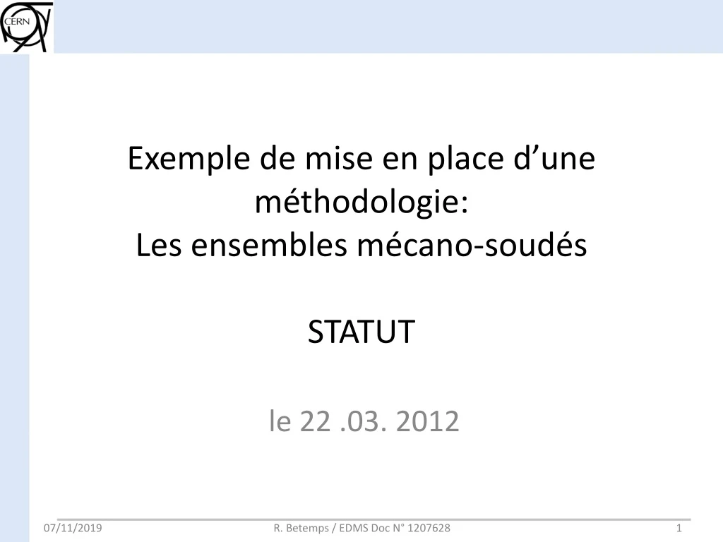 exemple de mise en place d une m thodologie les ensembles m cano soud s statut