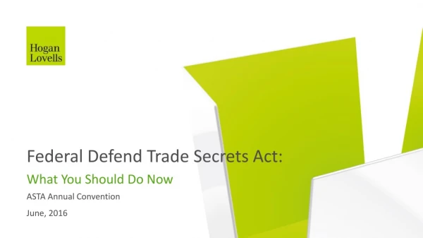 Federal Defend Trade Secrets Act: