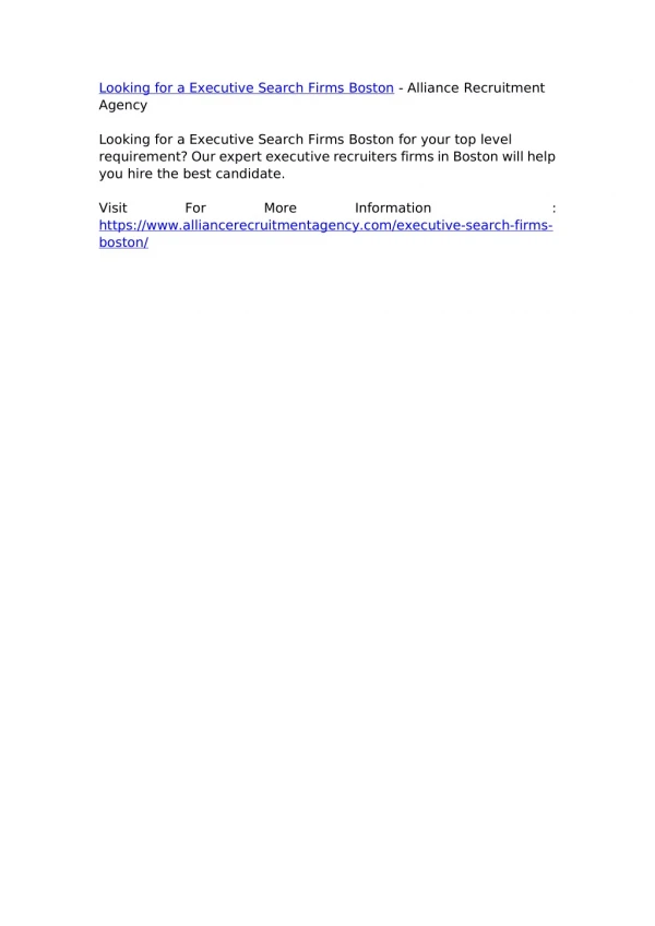 looking for a executive search firms boston
