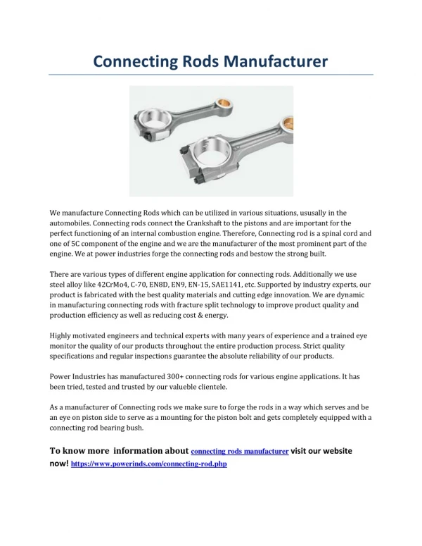 connecting rods manufacturer
