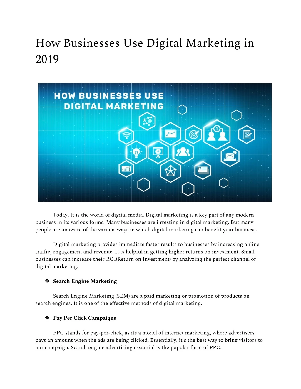 how businesses use digital marketing in 2019