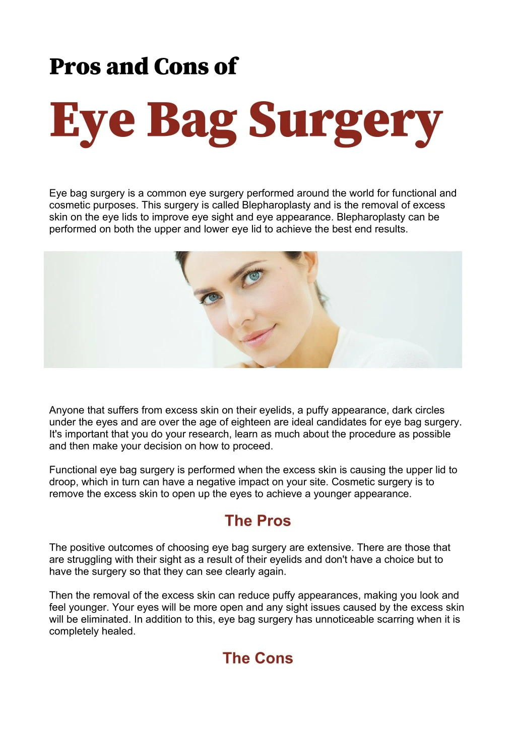 pros and cons of eye bag surgery